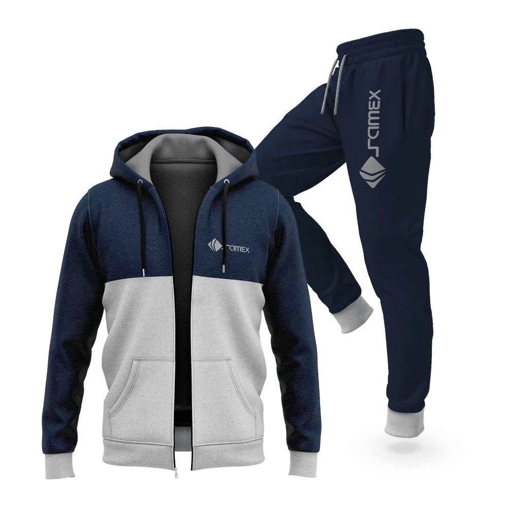 CONJUNTO BUZO AFRANELADO PARA HOMBRE AZUL ACERO MELANGE