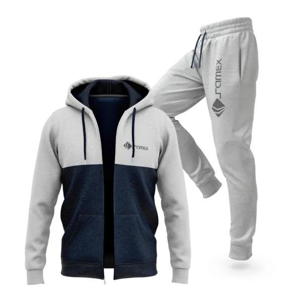 CONJUNTO BUZO AFRANELADO PARA HOMBRE MELANGE AZUL ACERO