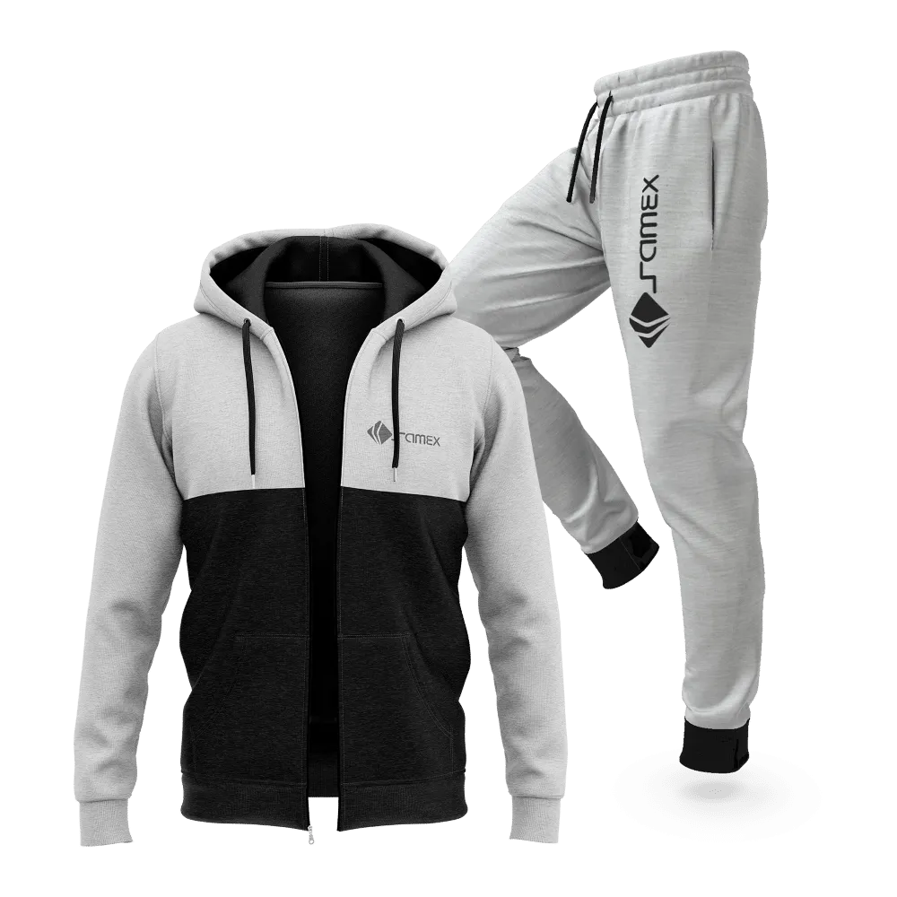 CONJUNTO BUZO AFRANELADO PARA HOMBRE PLOMO RATA MELANGE
