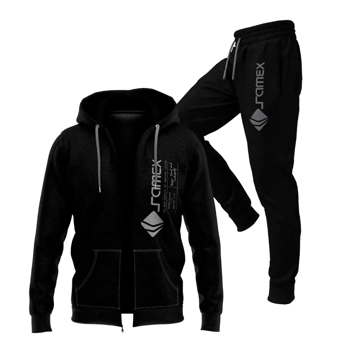 CONJUNTO BUZO AFRANELADO PARA HOMBRE NEGRO