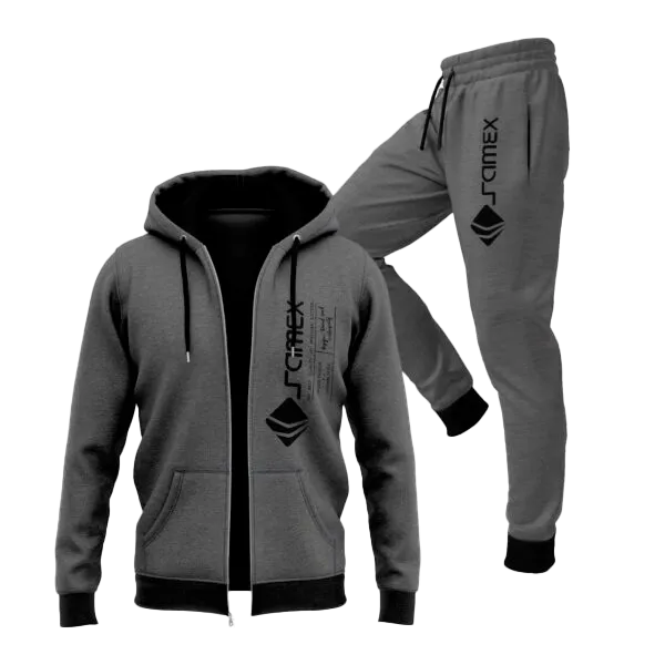 CONJUNTO BUZO AFRANELADO PARA HOMBRE PLOMO RATA NEGRO