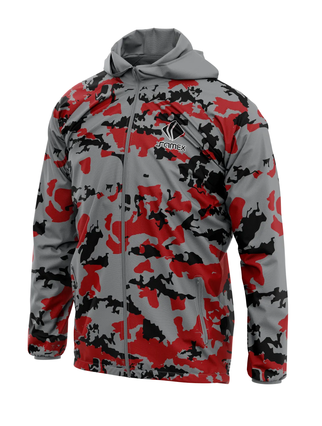 Cortavientos Deportivo rojo y plomo T. camuflaje