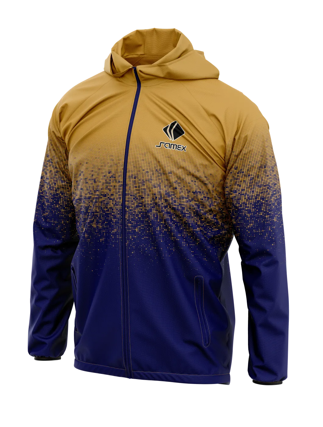 Cortavientos Deportivo mostaza y azul trama