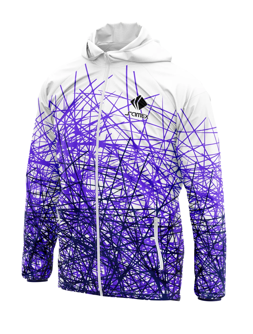 Cortavientos Deportivo moderno blanco y purpura