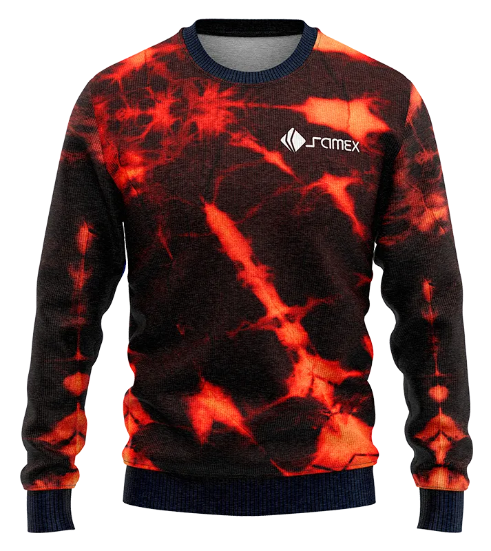 POLERON 0028 POLERON NEGRO - ROJO - ESTAMPADO TIE DYE .