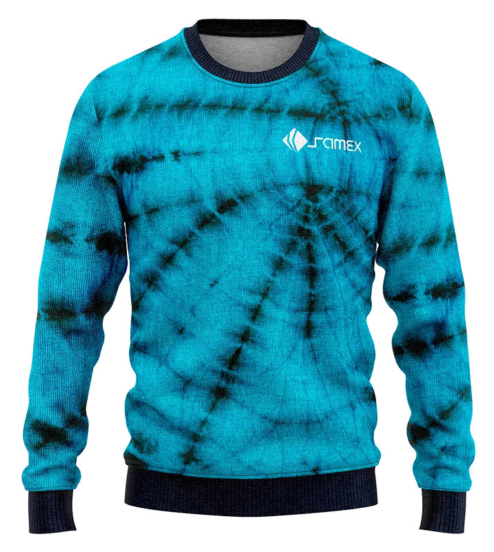 POLERON 0029 POLERON NEGRO - CELESTE - ESTAMPADO TIE DYE .