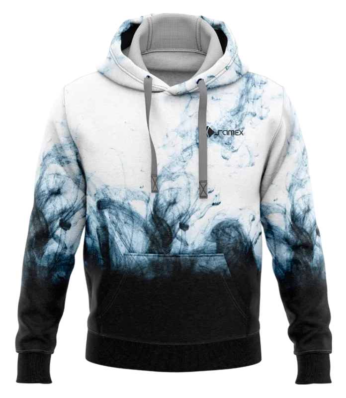 POLERON CON CAPUCHA BLANCO - NEGRO - EFECTO HUMO COD: 0019 .