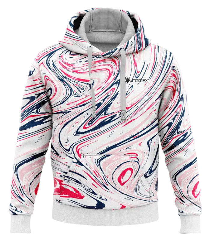 POLERON CON CAPUCHA BLANCO - LINEAS AZUL - ROSADO COD: 0020 .