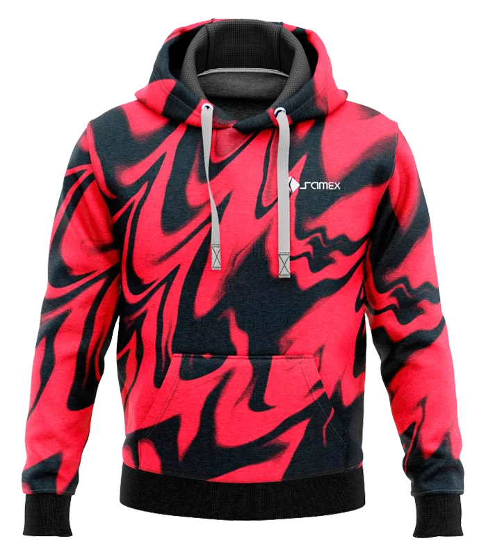 POLERON CON CAPUCHA NEGRO - ESTAMPADO ROJO COD: 0023 .