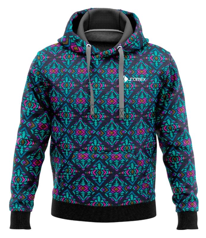 POLERON CON CAPUCHA NEGRO - ESTAMPADO TRIVAL COLORES COD: 0027 .