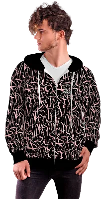 POLERON CON CIERRE COD. 003 NEGRO - LINEAS ROSADO