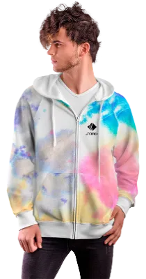 POLERON CON CIERRE COD.008 BLANCO ESTAMPADO TIE DYE COLORES