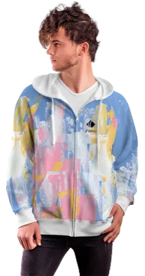 POLERON CON CIERRE COD. 011 BLANCO ACUARELA COLORES