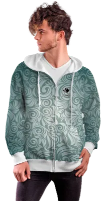 POLERON CON CIERRE COD. 012 VERDE MANDALAS BLANCO
