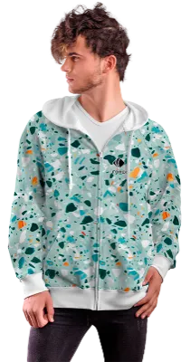 POLERON CON CIERRE COD. 015 TURQUESA - MANCHAS COLORES