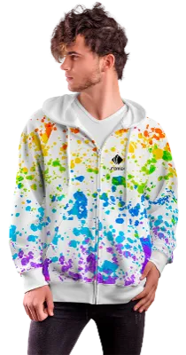 POLERON CON CIERRE COD. 031 BLANCO SALPICADURA COLORES