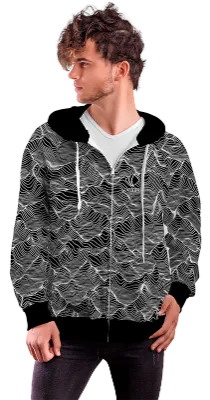 POLERON CON CIERRE COD. 041 NEGRO LINEAS BLANCO