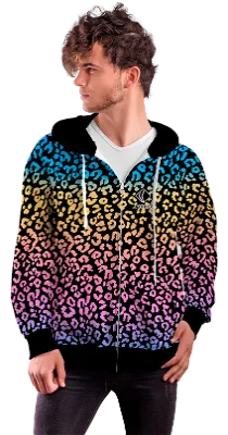 POLERON CON CIERRE COD. 046 NEGRO ANIMAL PRINT COLORES