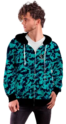 POLERON CON CIERRE COD. 049 NEGRO CAMUFLADO CELESTE