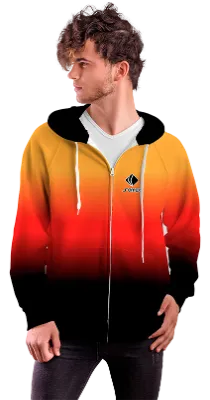 POLERON CON CIERRE COD. 061 NEGRO DEGRADE NARANJA - ROJO