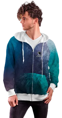 POLERON CON CIERRE COD. 062 AZUL CON VERDE TIE DYE