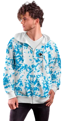 POLERON CON CIERRE COD. 063 BLANCO GRUNGE CELESTE