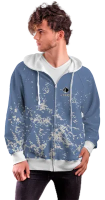 POLERON CON CIERRE COD. 086 AZUL GRUNGE GRIS