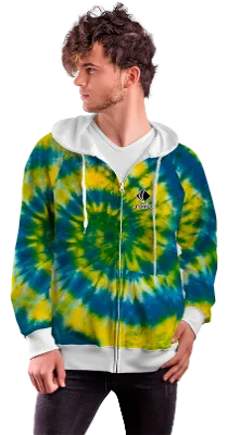 POLERON CON CIERRE COD. 093 AZUL EFECTO TIE DYE AMARILLO