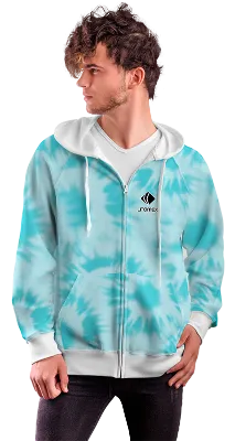 POLERON CON CIERRE COD. 095 CELESTE EFECTO TIE DYE