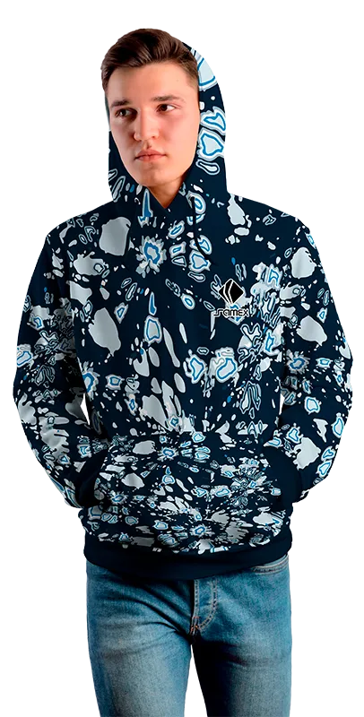 Poleron Con Capucha Cod 0019 POLERA AZUL ESTAMPADOS CELESTE .