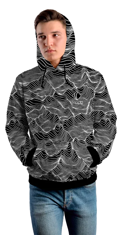Poleron Con Capucha Cod 0027 POLERA NEGRA - LINEAS BLANCAS .