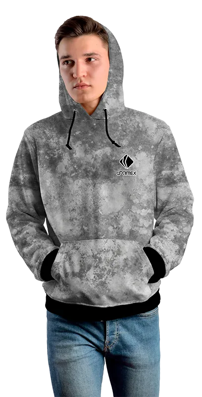 Poleron Con Capucha Cod 0029 POLERA EFECTO MARMOL GRIS .