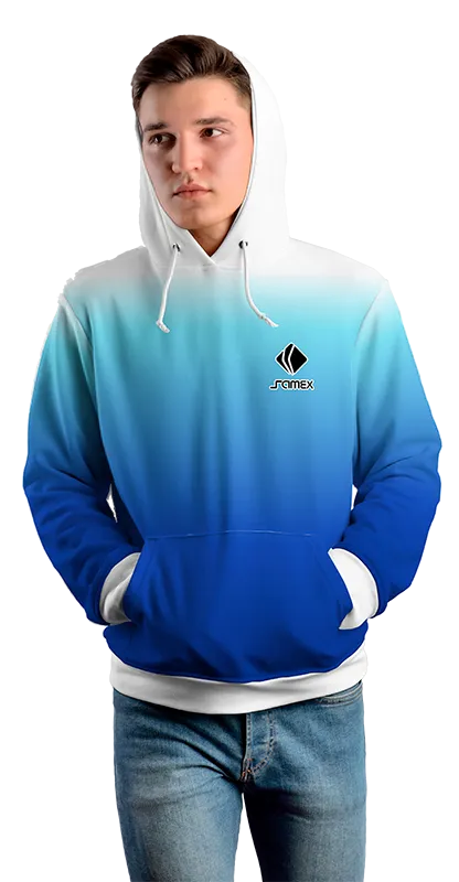 Poleron Con Capucha Cod 0065 POLERA BLANCO - TURQUESA - AZUL .