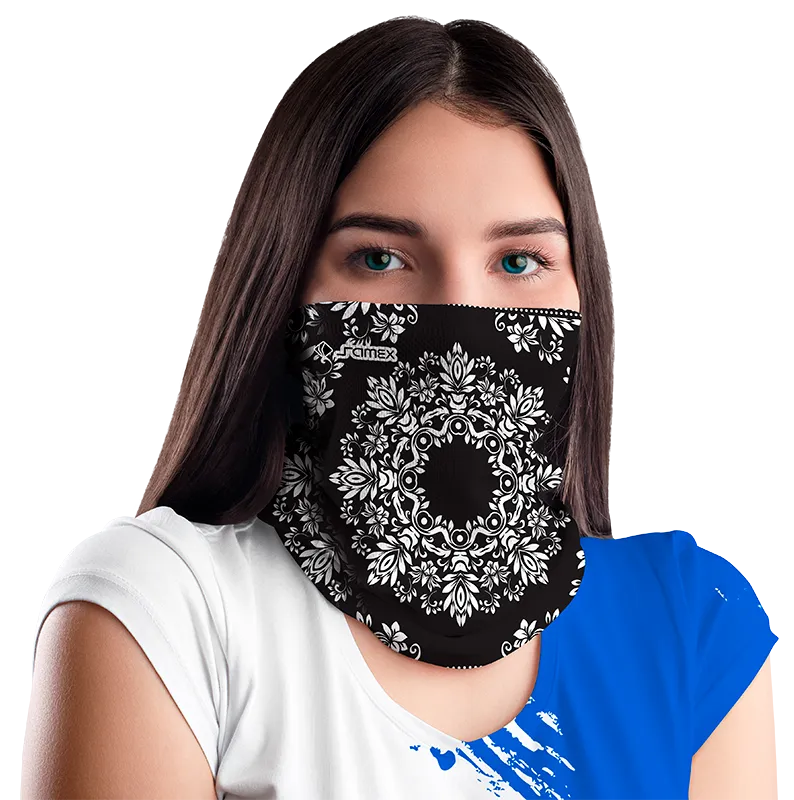 BANDANAS NEGRO MANDALA BLANCO cod: 0002