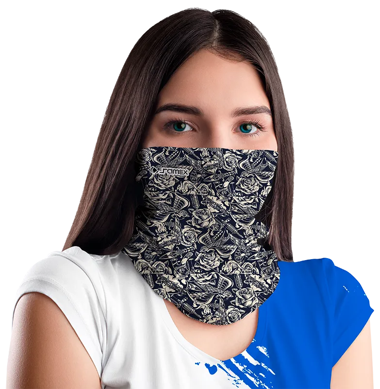 BANDANAS NEGRO - CREMA - ROSAS Y CORAZONES cod: 0013