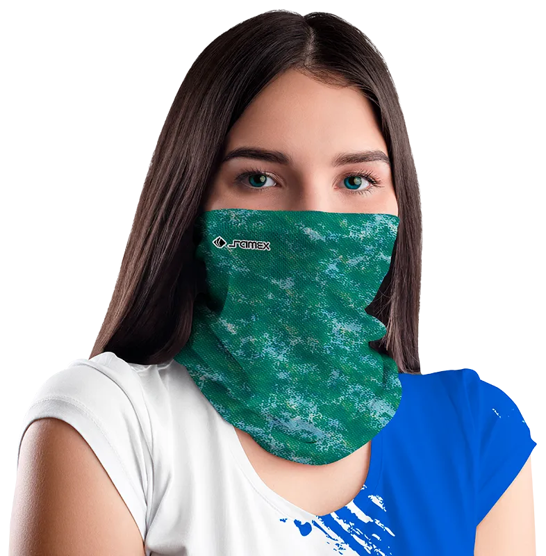 BANDANA DAMA COD. 056 VERDE JASPEADO CELESTE