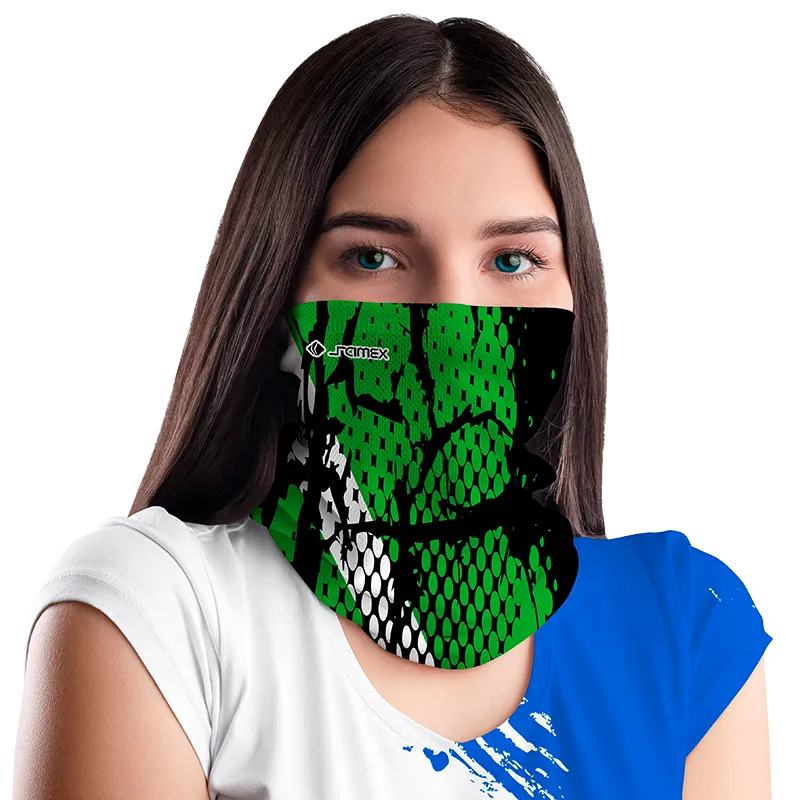 BANDANA DAMA COD. 057 NEGRO ESCAMAS VERDE - BLANCO
