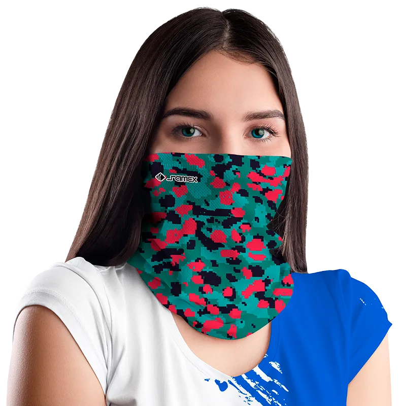 BANDANA DAMA COD. 061 TURQUESA MILITAR ROJO - NEGRO