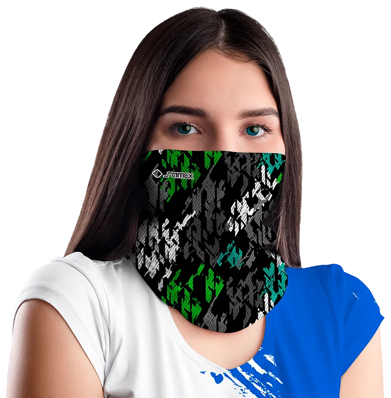 BANDANA DAMA COD. 063 NEGRO GRUNGE VERDE - BLANCO - GRIS