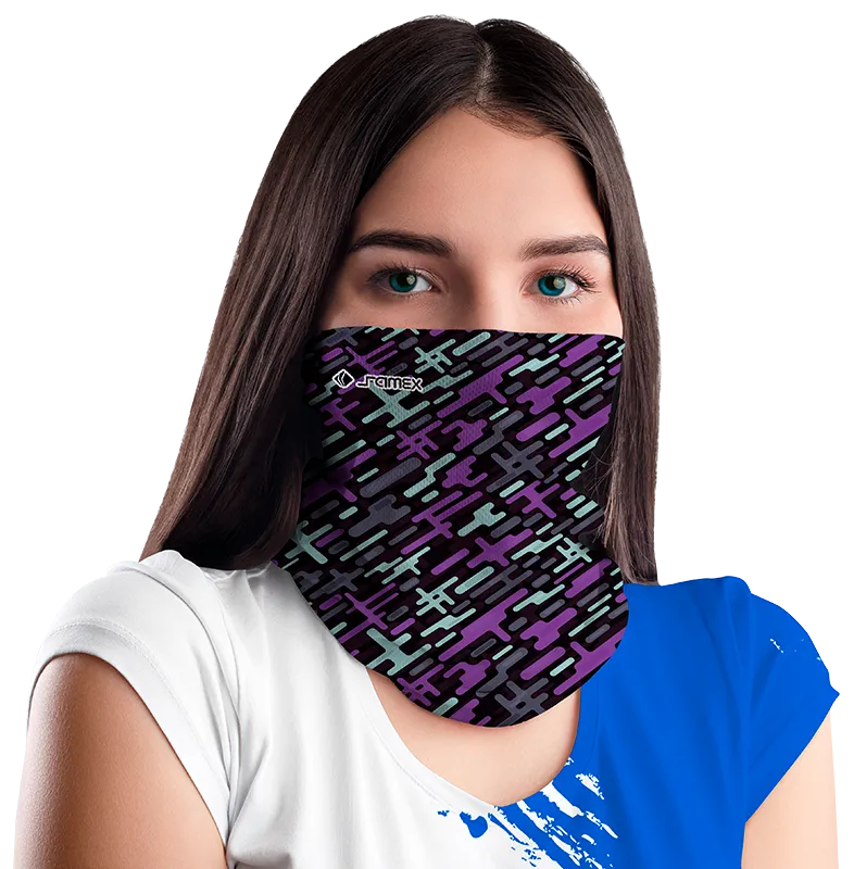 BANDANA DAMA COD. 064 NEGRO LINEAS CELESTE - MORADO