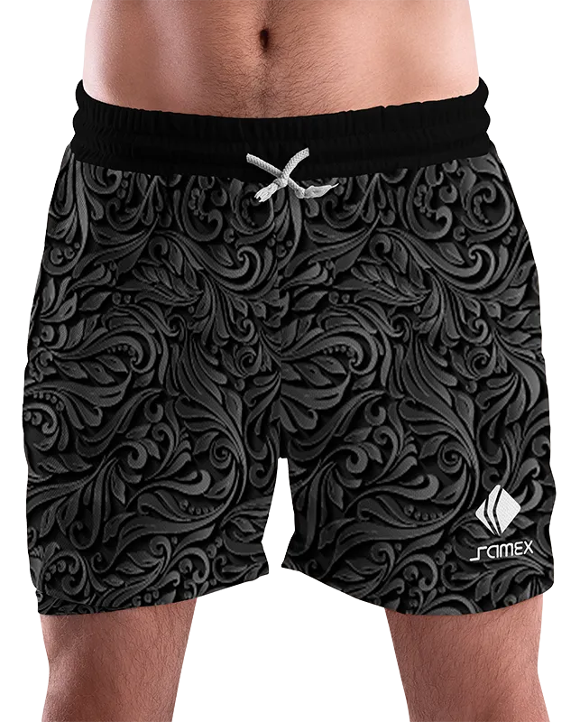 SHORT URBANO HOMBRE COD. 006 NEGRO HOJAS GRIS