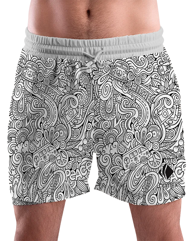 SHORT URBANO HOMBRE COD. 012 BLANCO - DIBUJOS NEGRO