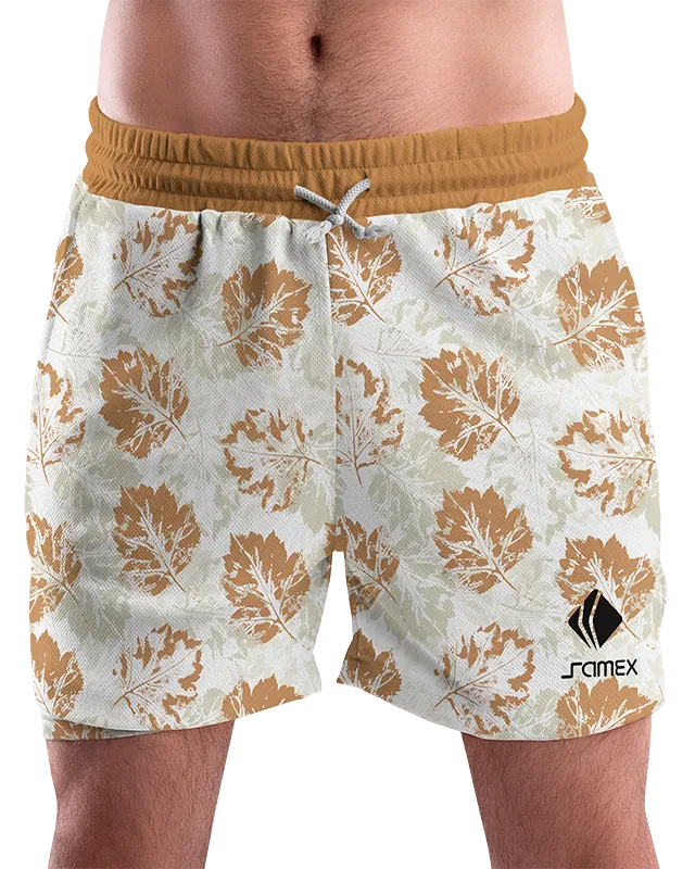 SHORT URBANO HOMBRE COD. 019 BLANCO HOJAS MARRON