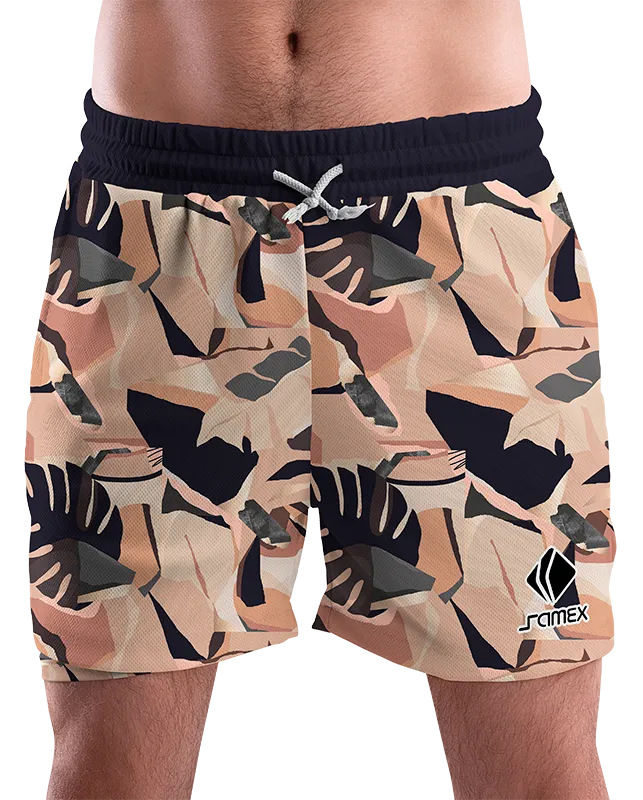 SHORT URBANO HOMBRE COD. 024 AZUL MILITAR COLORES ABSTRACTOS