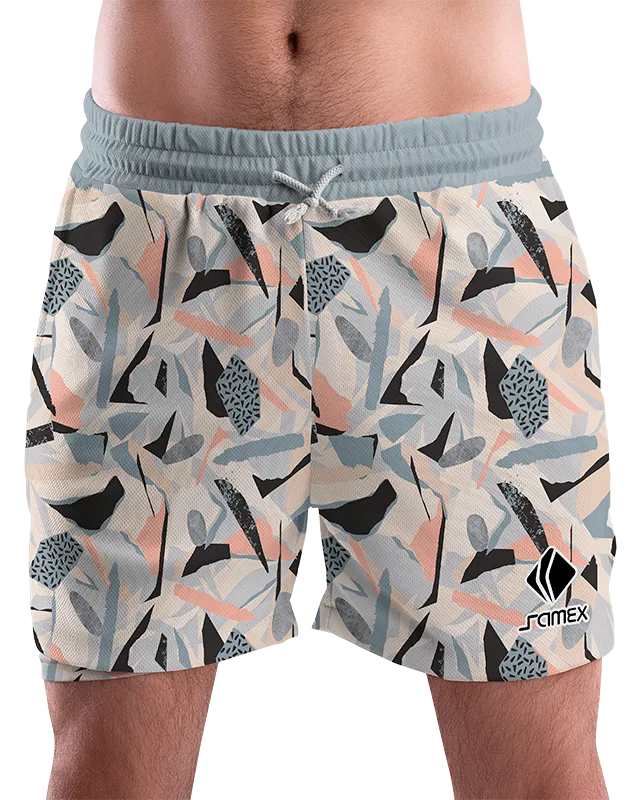 SHORT URBANO HOMBRE COD. 025 GRIS MILITAR COLORES ABSTRACTOS