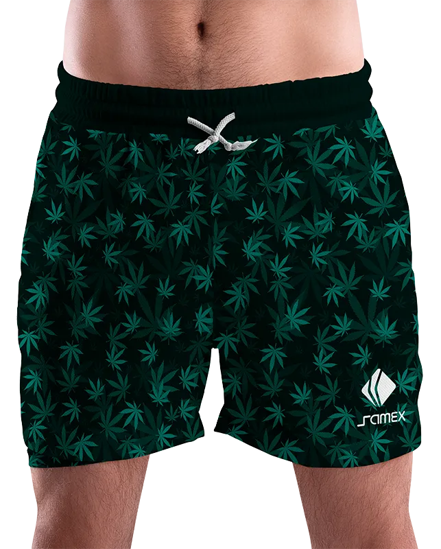 SHORT URBANO HOMBRE COD. 026 VERDE HOJAS MARIHUANA