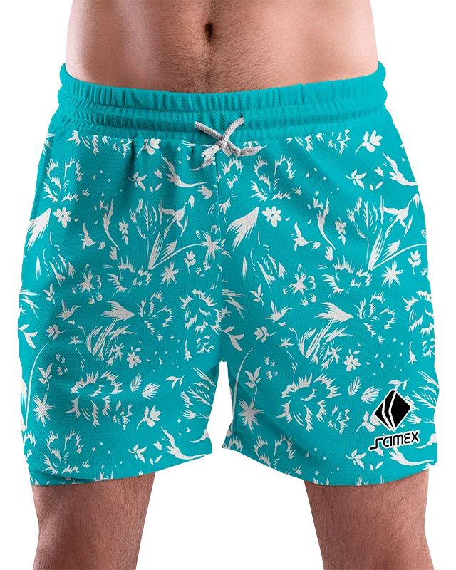 SHORT URBANO HOMBRE COD. 030 CELESTE FLORES BLANCO
