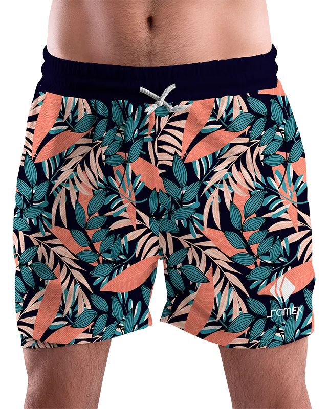 SHORT URBANO HOMBRE COD. 031 NEGRO HOJAS COLORES