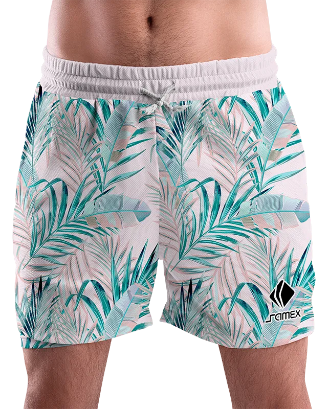 SHORT URBANO HOMBRE COD. 033 ROSADO HOJAS VERDE