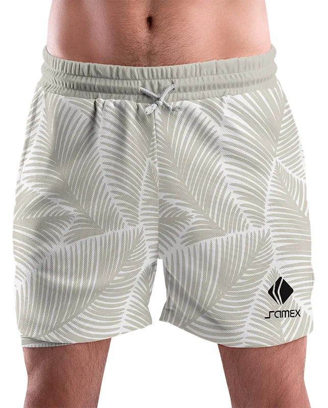 SHORT URBANO HOMBRE COD. 035 BLANCO - HOJAS BEIGE